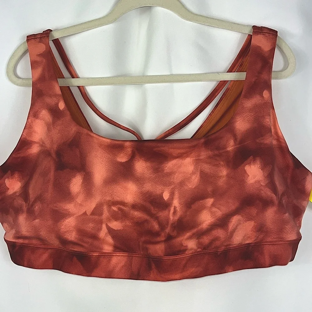 Athleta Women's Exhale Powervita Sports Bra Sz 2X Tye Dye Coral Color - Picture 4 of 11